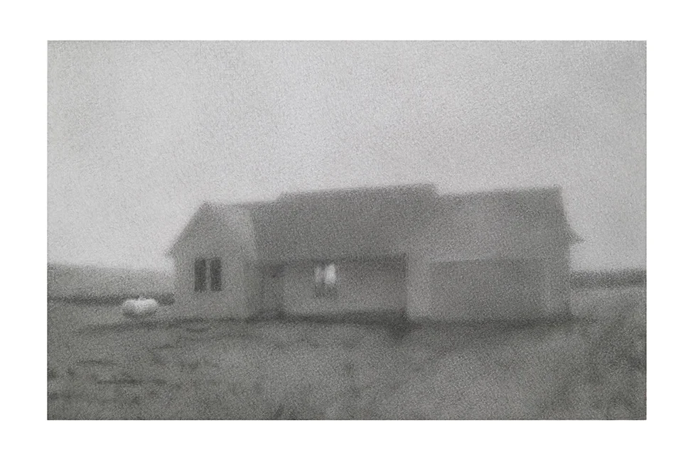 untitled (see through house) graphite on panel 8"x 12" 2007