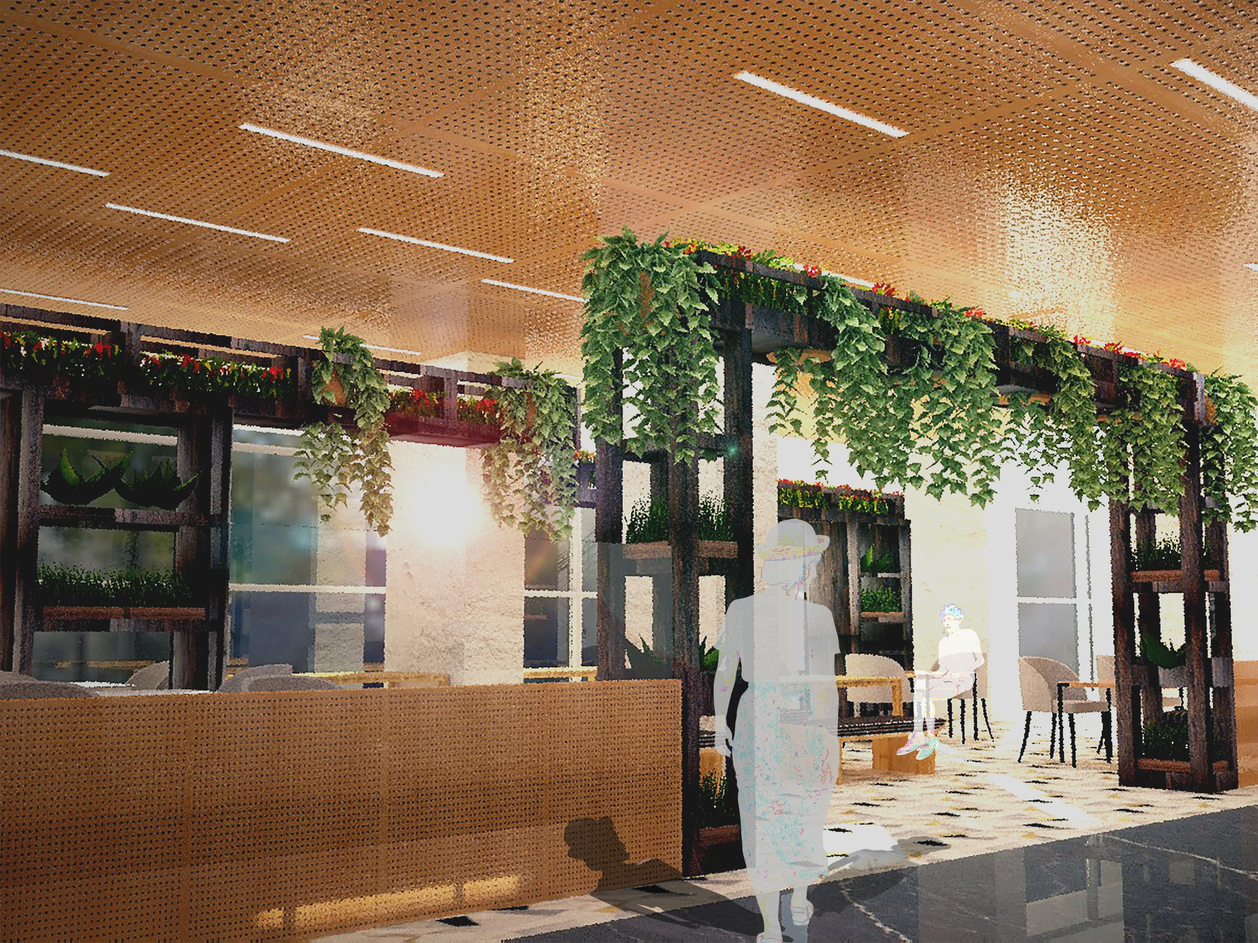 Here’s the main dining area, which is adjancent to the greenhouse. Carrying the greenhouse effect, without actually making the greenhouse open to the public.