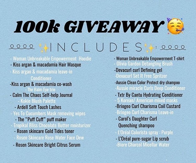 I am so excited to partner with my sis @laurscurls to celebrate her on her accomplishments! @womanunbreakable is all about giving back! 
@laurscurls is having her 100K GIVEAWAY!! 🎉(open internationally!) here is what she has to say: 
Still beyond cr