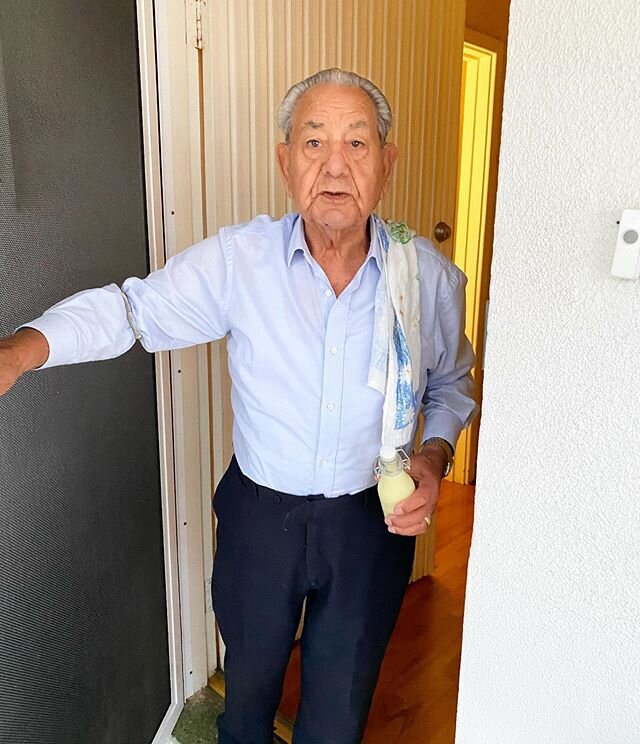 This gentleman🙌🏽 97 years old today !  I took him my homemade limoncello yesterday to wish him &lsquo;auguri&rsquo;. Il signor Gangemi who I have known since I was a little girl, and ended up being &lsquo;vicini di casa&rsquo; (next door neighbours