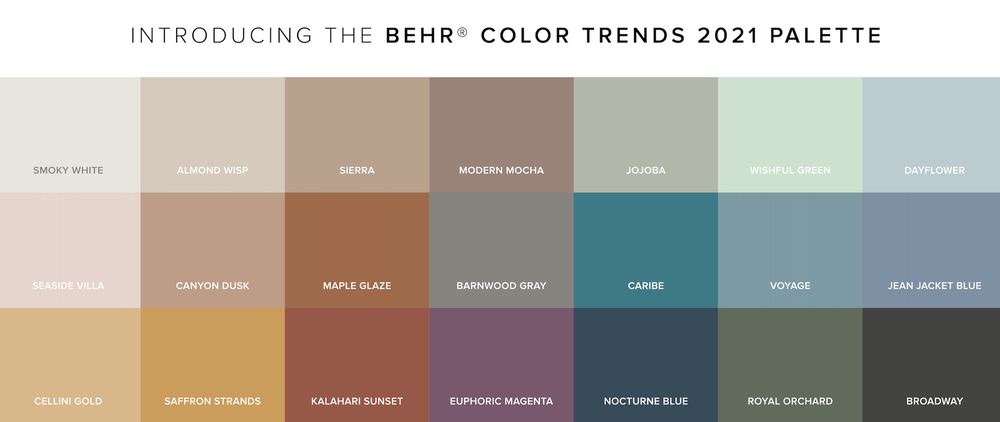 Exterior Magic With The Behr Color Trends 2021 Pallete Carmeon Hamilton - Behr Outdoor Paint Colors Chart