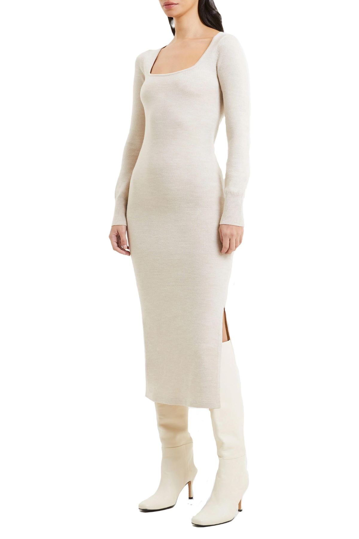 French Connection Babysoft Square Neck Long Sleeve Midi Dress .png