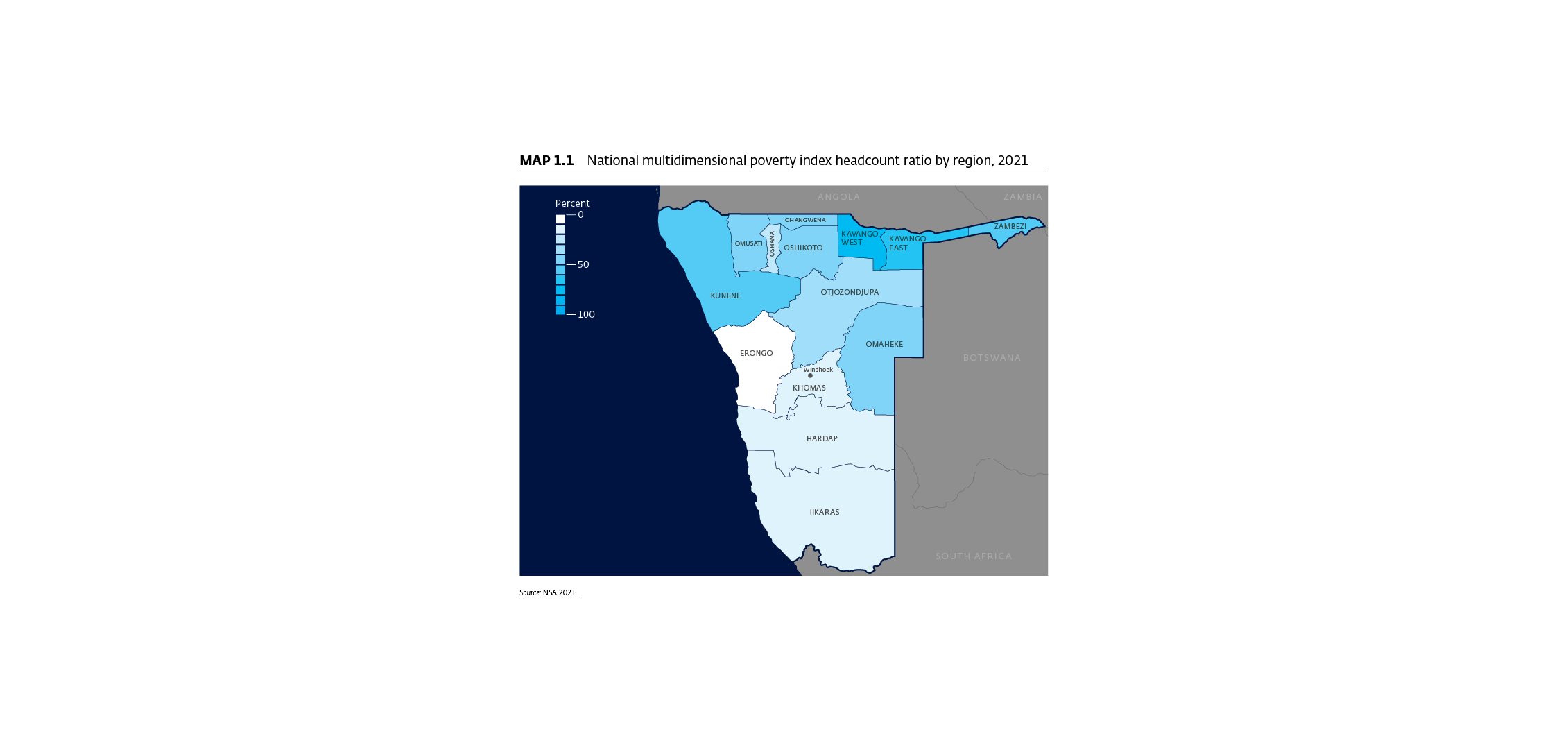 Namibia's national multidimensional poverty index headcount ratio by region.png