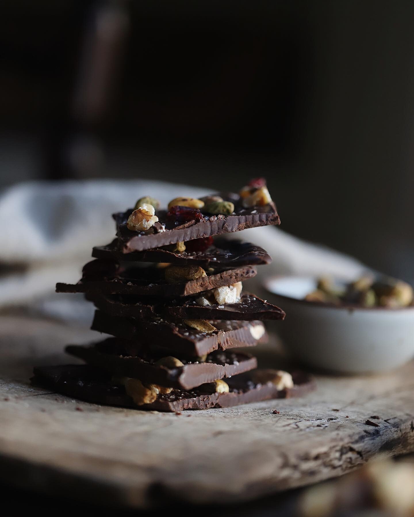 Our favorite pantry clean-out dark chocolate bark and also how we use up the last bits of nuts, seeds, and dried fruit in our cupboards. If you add coarse sea salt to your bark, I promise you won&rsquo;t regret it!
&bull;&bull;&bull;
The recipe can b