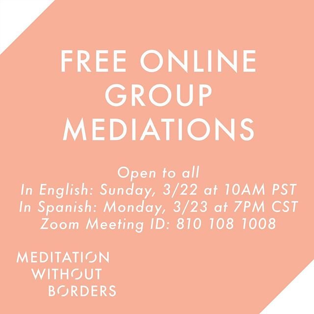 Isabel and Kristen will be holding (virtual) space every few days for a group meditation. Isabel&rsquo;s will be in Spanish and Kristen&rsquo;s will be in English. The next one will be this Sunday at 10am PST (Kristen hosting). There will be a discus
