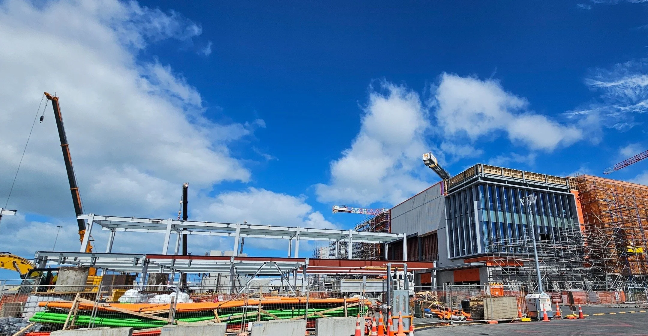 Check out the progress at the Auckland Airport Domestic Jet Terminal site!

We are out of the ground, and the structure is starting to take shape for the Pier building, which is 240 metres long and will house the arrival and departure lounges, jet li