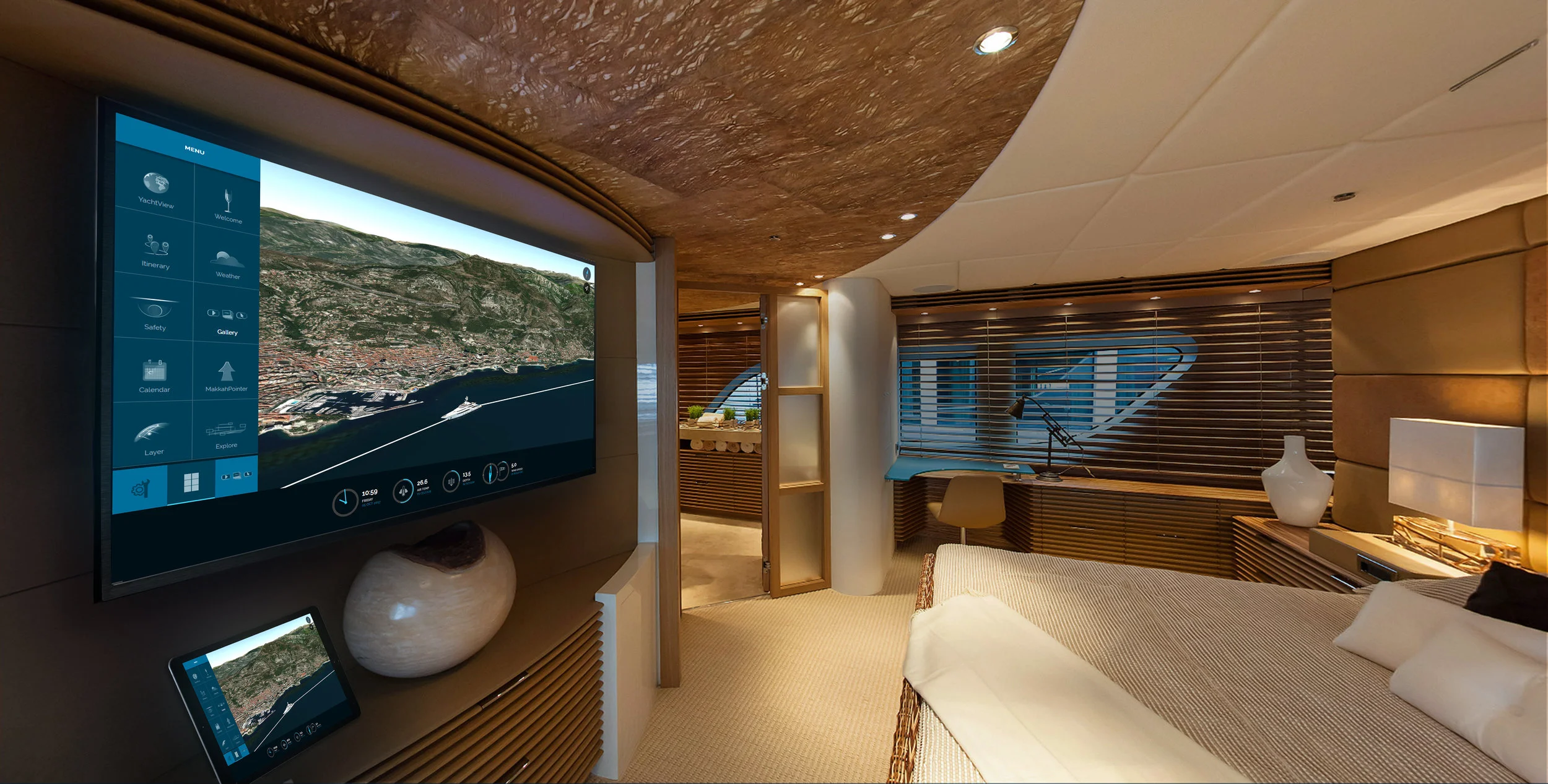 Yacht information in bedroom Yacht