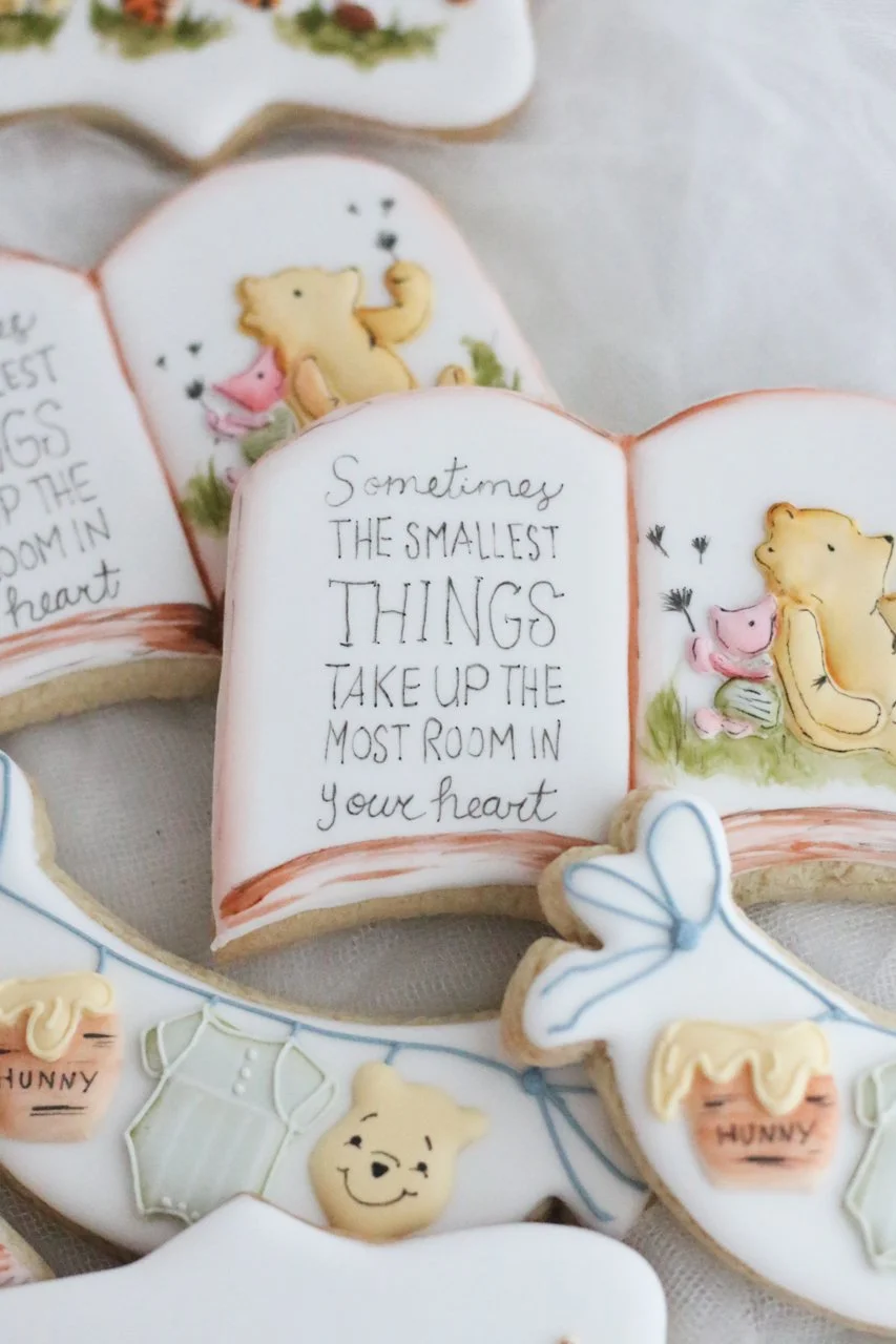 Hand painted Winnie the Pooh baby shower cookies
