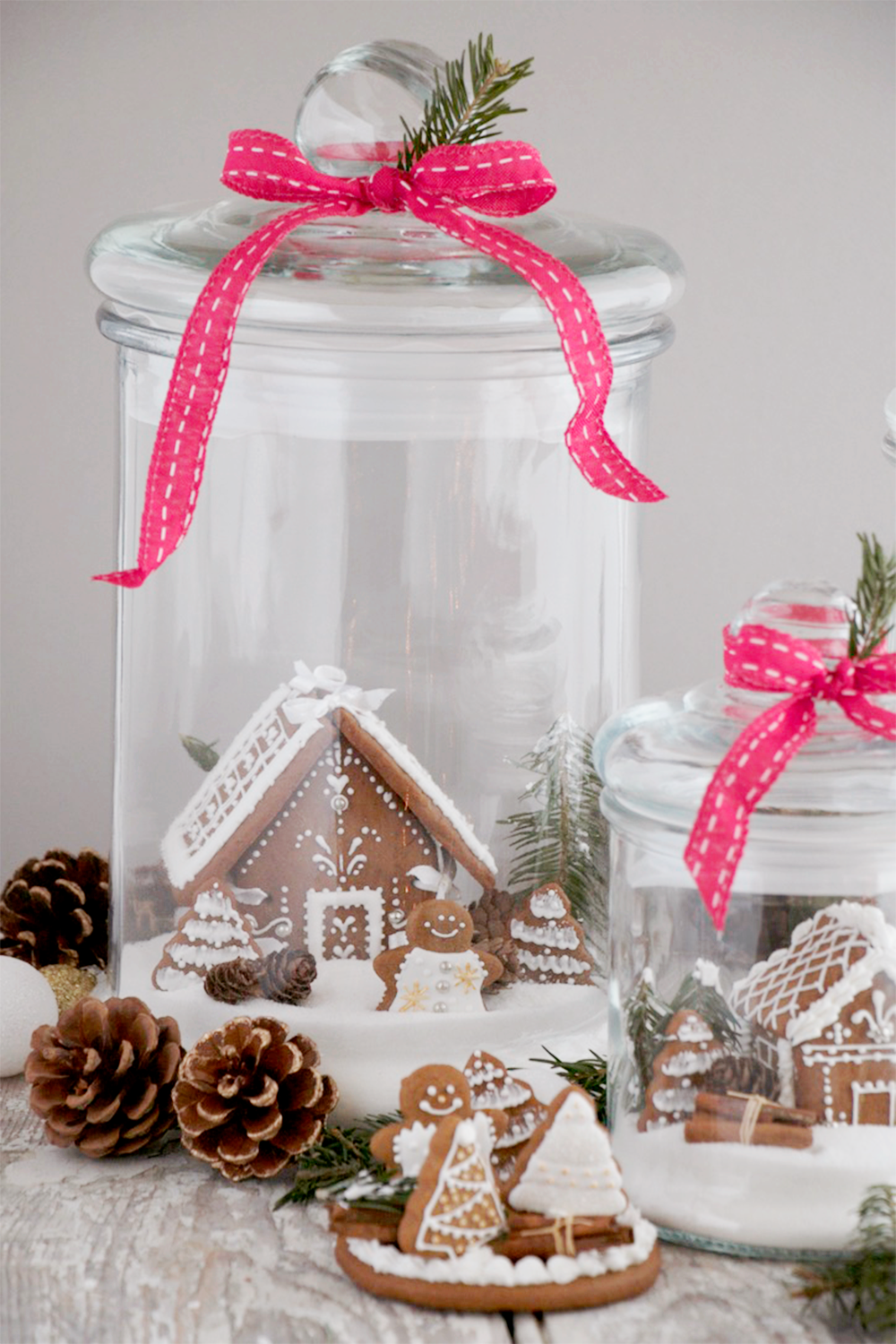 Set your village on your favorite table and accessorize with pine cones and winter greenery.