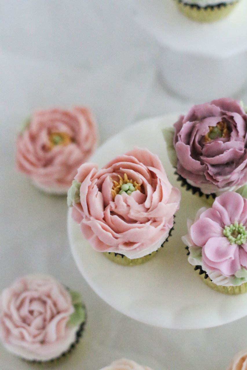 Mini Peony Cupcakes for the Grand Opening of Bearfield Farm in Marshall, Virginia