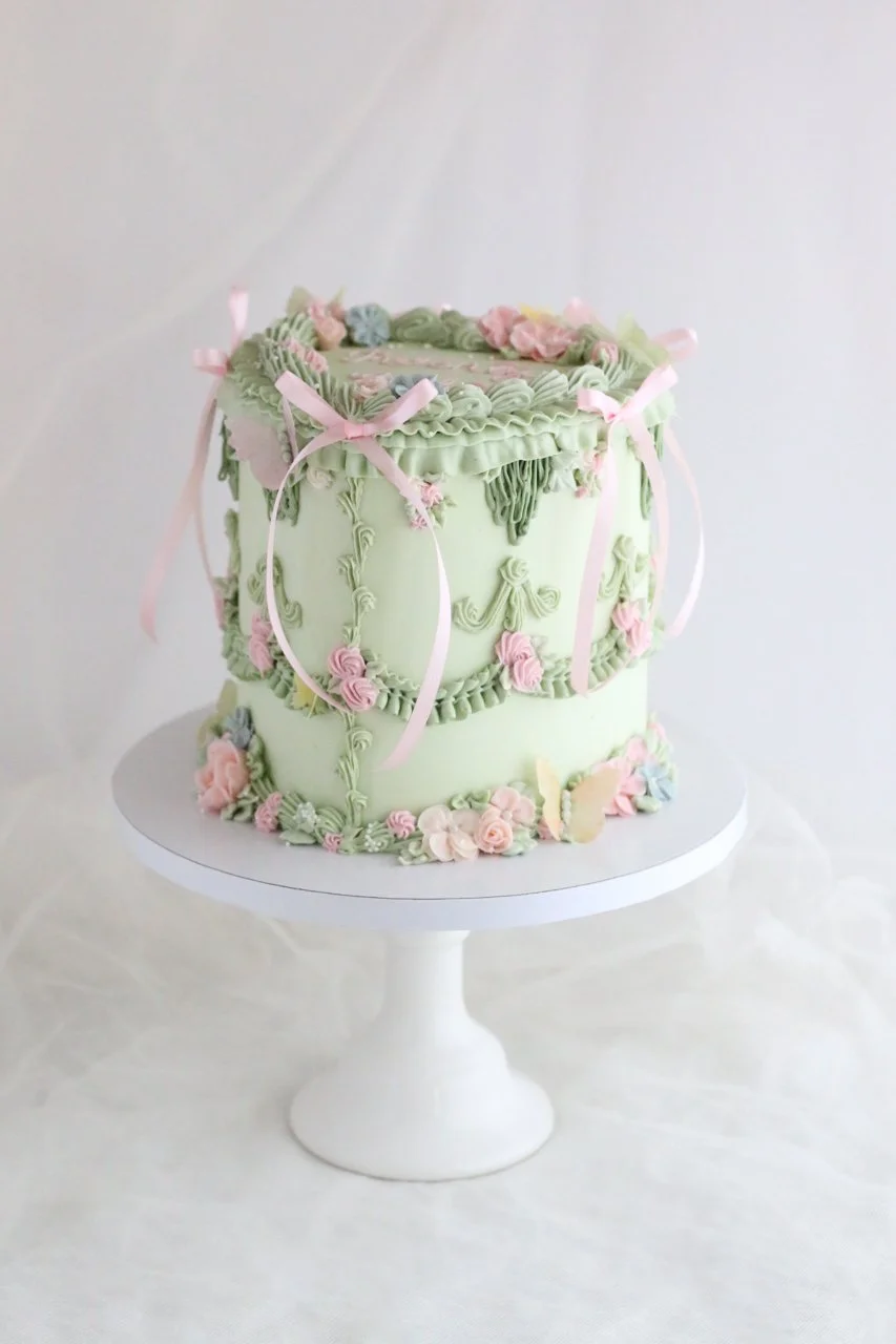 Green Heart Cake with Satin Bows.jpg