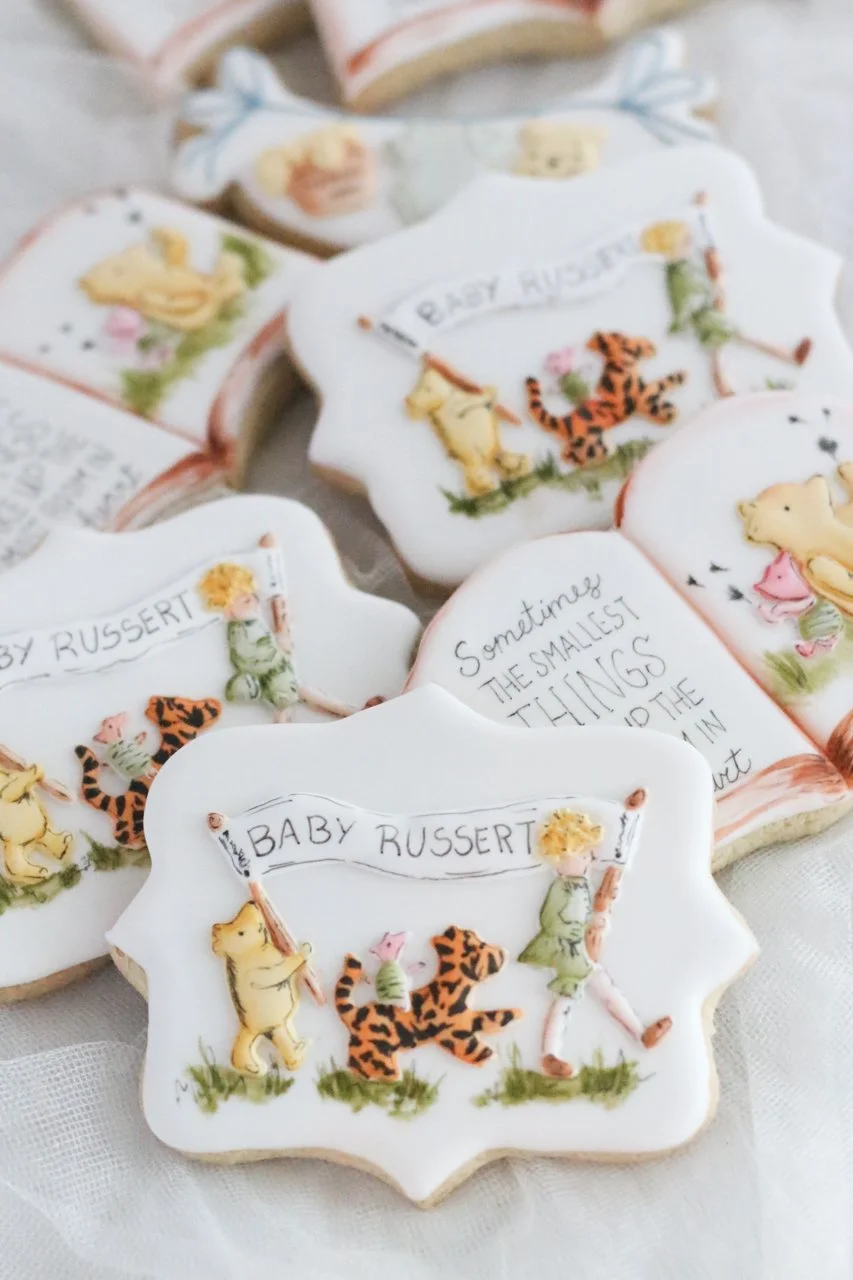 Hand painted Winnie the Pooh baby shower cookies
