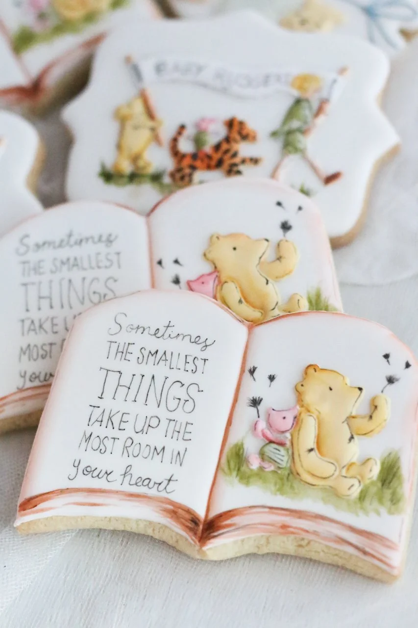 Hand painted Winnie the Pooh baby shower cookies