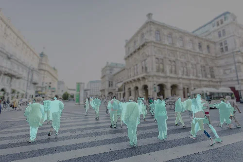 In this exemplary case, pixels representing humans (highlighted in turquoise) only make up a tiny fraction of the whole image