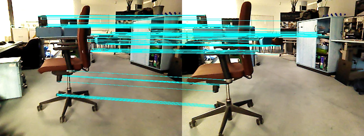 Detection of same object points in successive images enables to reconstruct the camera movement between the two images.