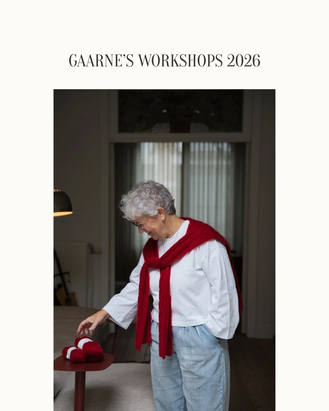 gaarne&rsquo;s workshops 2026 staan online 🤍 

Neem een kijkje op gaarne.online/workshops, daar vind je al onze workshops die plaatsvinden in het voorjaar 2026 

We hebben een leuke mix voorzien: van ajour, tot breien op rondbreinaalden, voor het ha