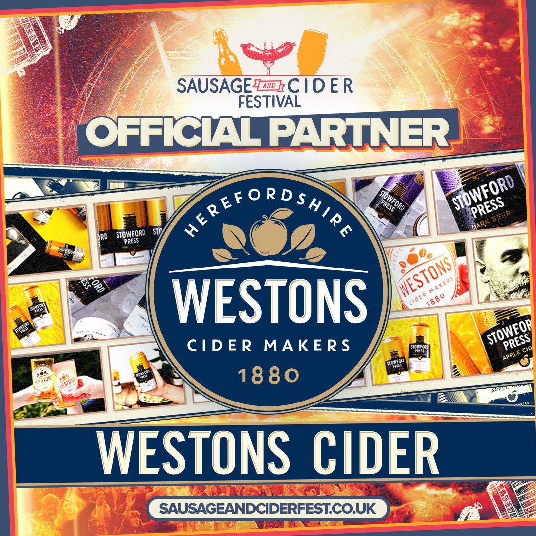 🚨 OFFICIAL PARTNER ANNOUNCEMENT 🚨

WE'RE PLEASED TO INTRODUCE WESTONS CIDER AS A SAUSAGE AND CIDER OFFICIAL PARTNER 👏🍺

Westons Cider will be joining us on our Sausage and Cider Tour across the UK this year bringing the crisp, refreshing taste of