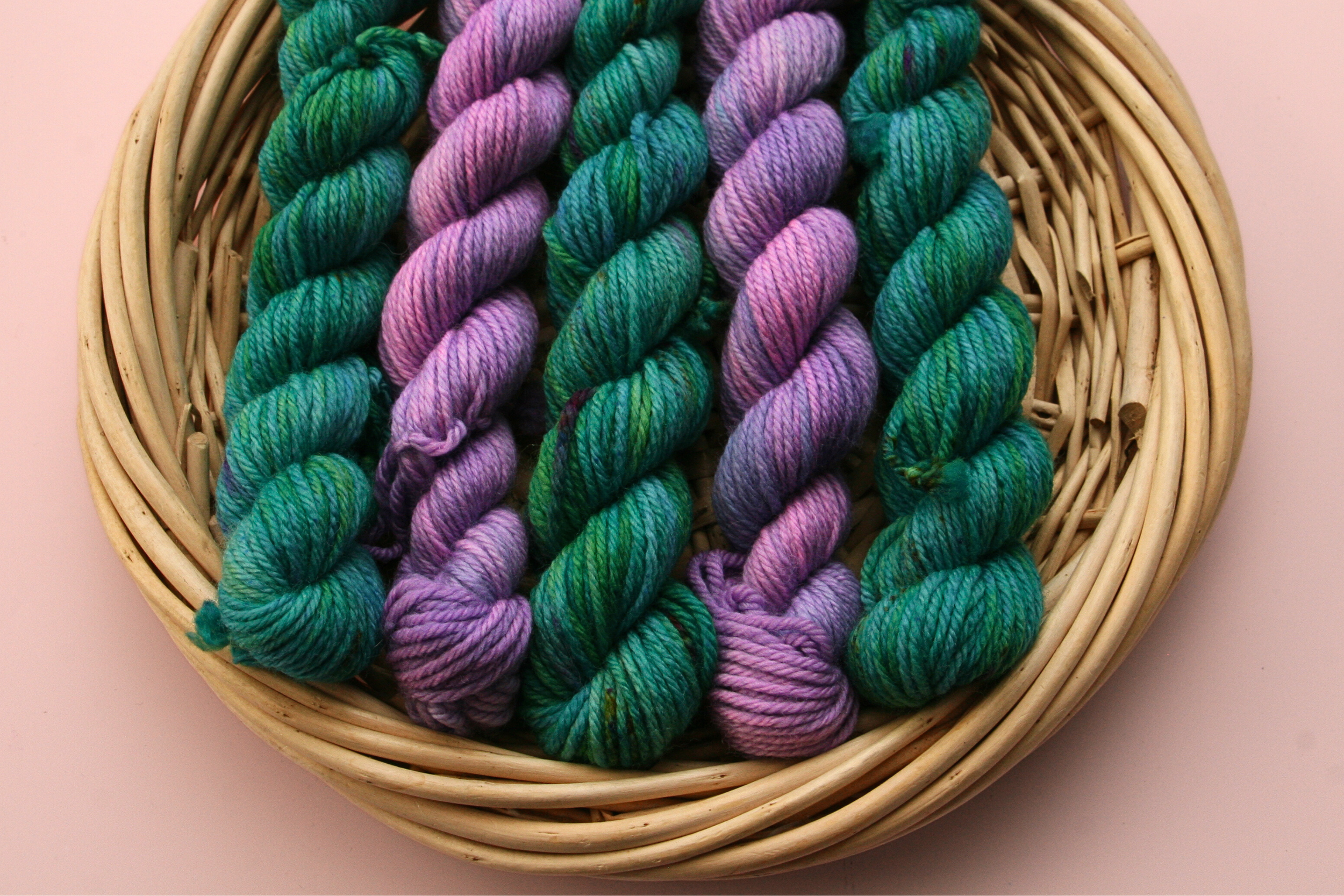 Sample Sale - Purple and Teal 5 x 20g Mini Bundle - Plush (Merino DK)