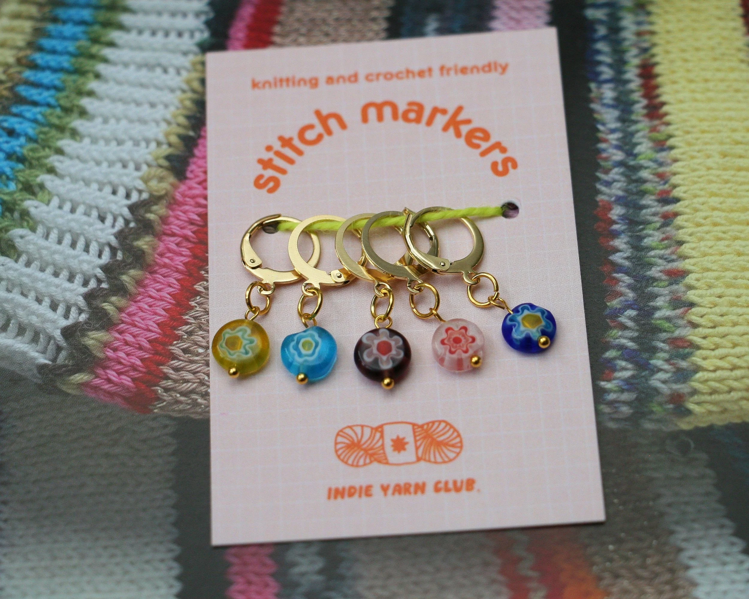 Lampwork Flowers Stitch Markers Set