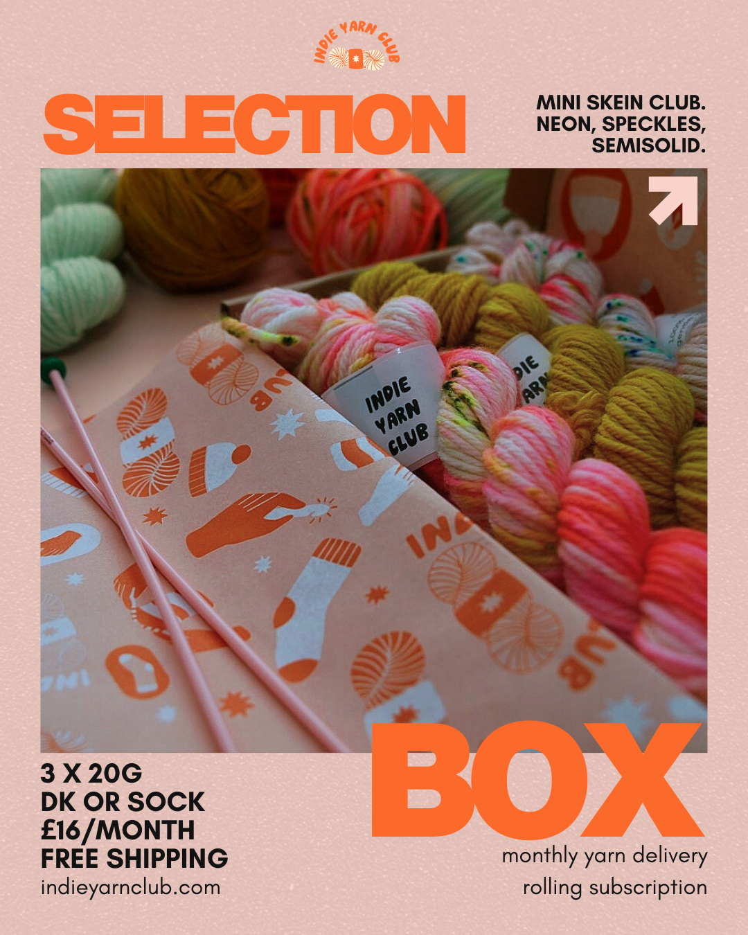 Selection Box: Mini Skein Subscription Club (3 x 20g) — Indie Yarn Club