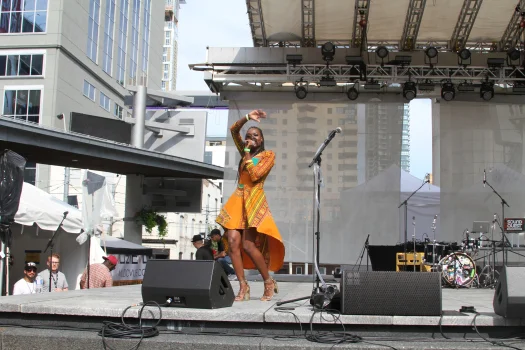Amanie Illfated performs at Yonge Dundas Square in Toronto as part of TDotFest 2018