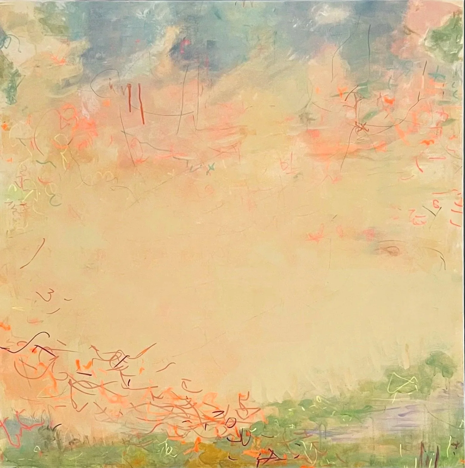 Before Takeoff. 40" x 40" acrylic and oil on canvas