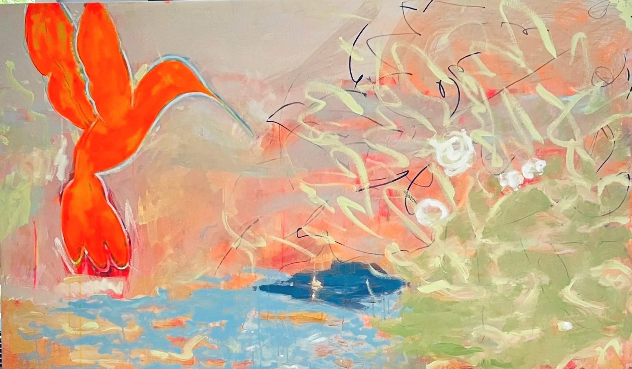 The Weather is Here. 36" x 60". acrylic and oil on canvas