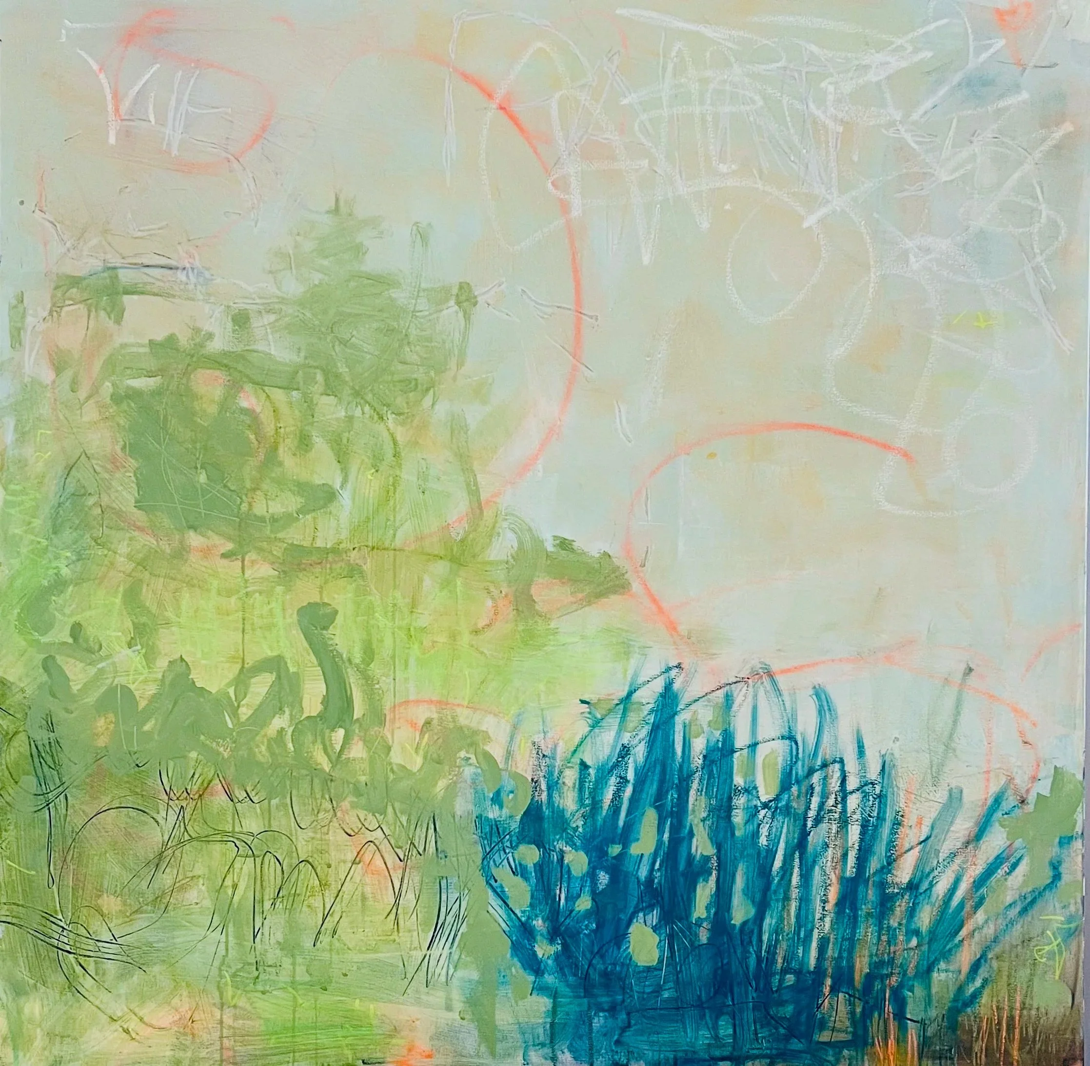 Rumi's Field  40" x 40"  acrylic and oil on canvas
