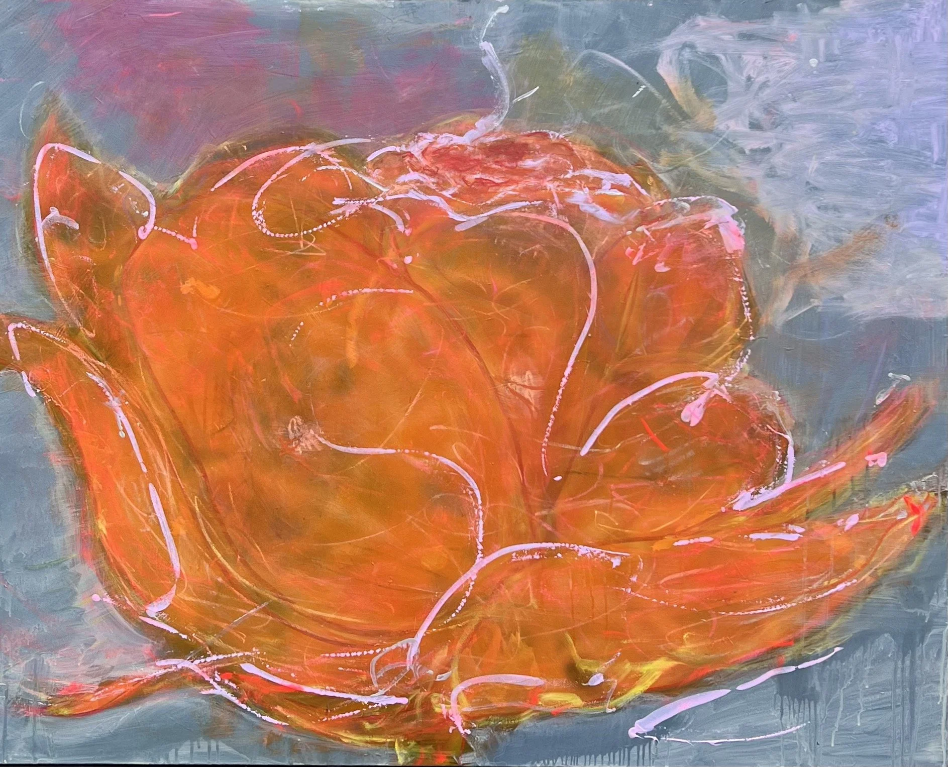 Orange Rose  48" x 60"   acrylic and oil on canvas  

