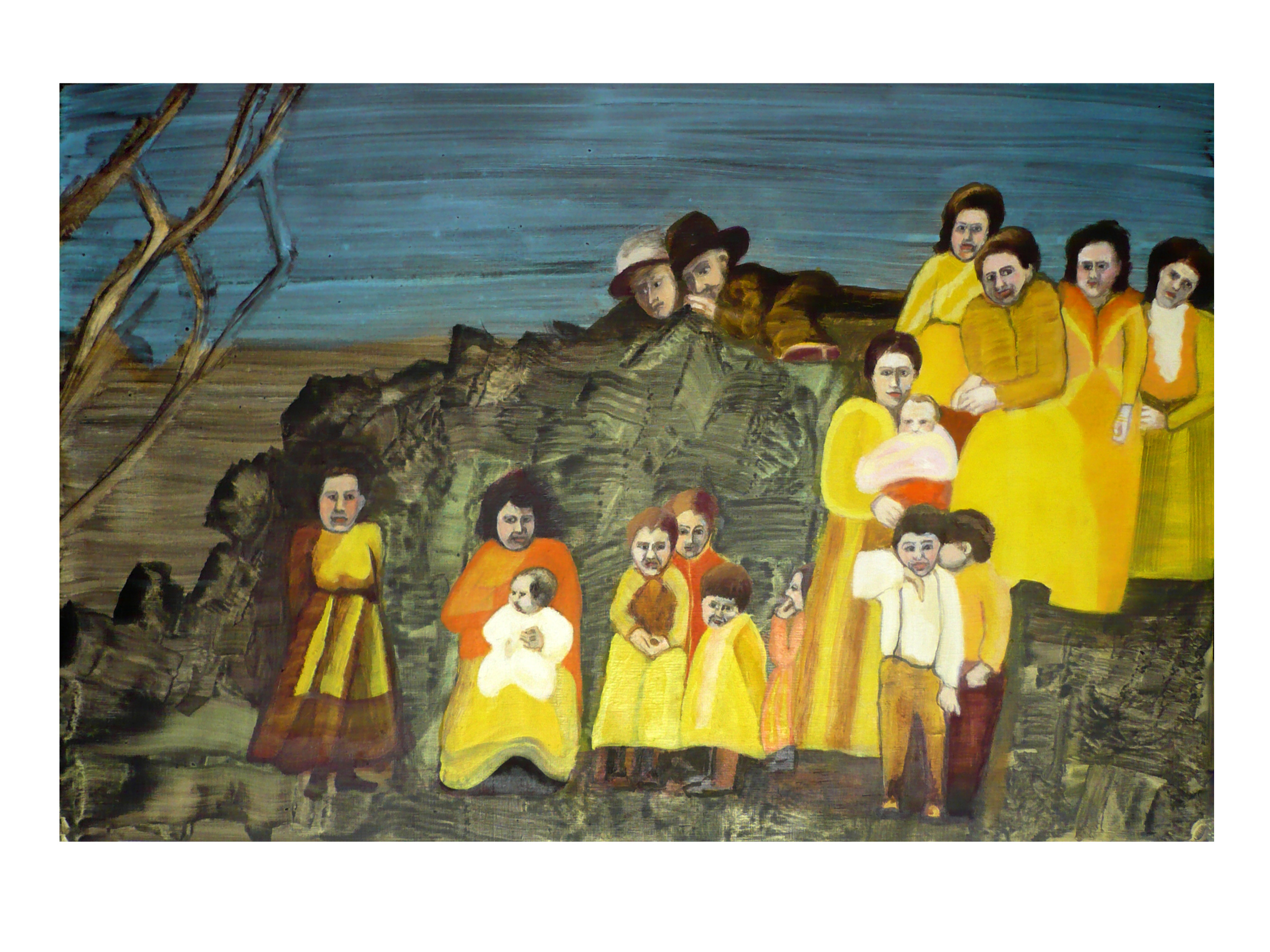  Frauen und Kinder 36,5 x 59 cm Acryl, Öl auf Holz 