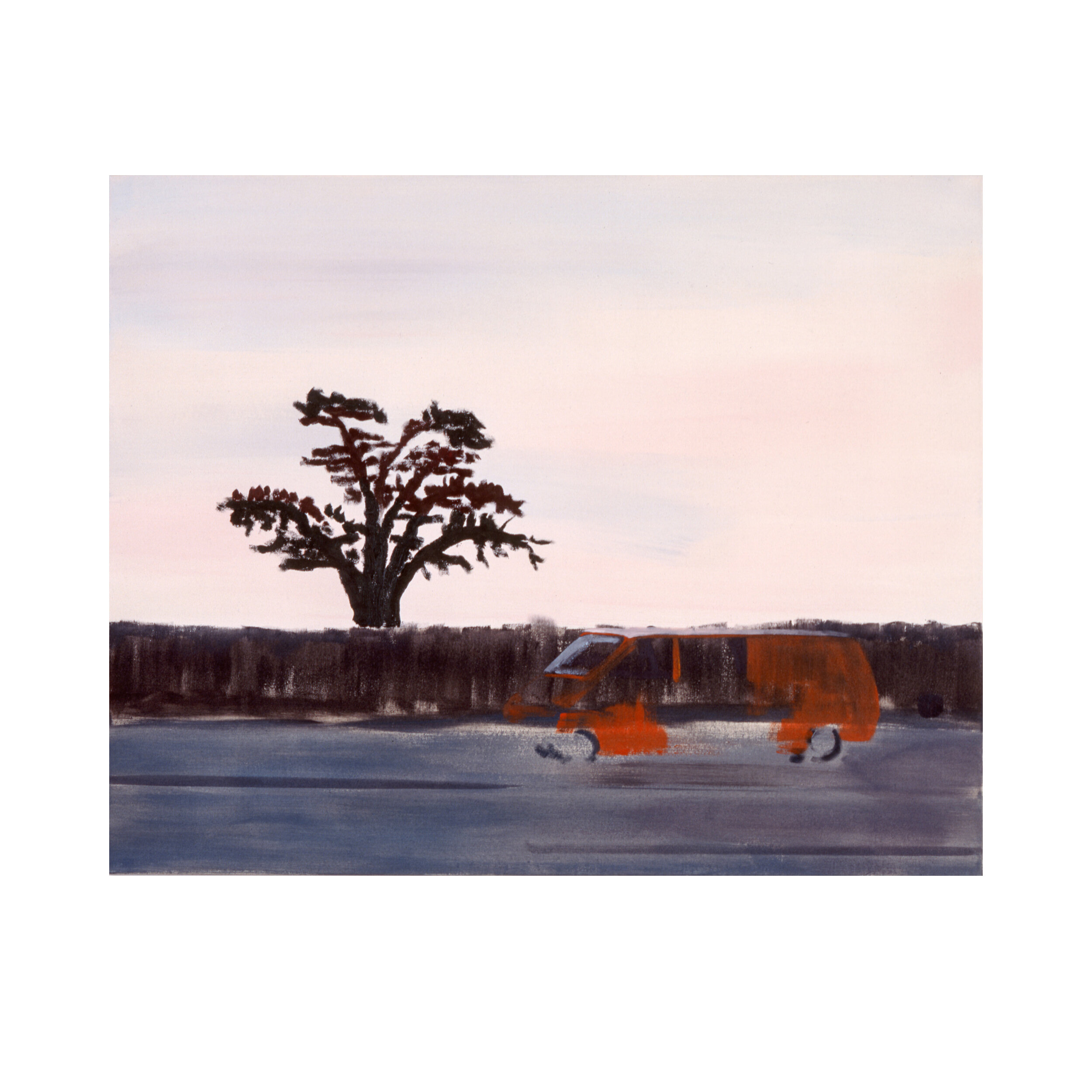  Autobus und Baum am Morgen3, 2002 85 x 110 cm, Acryl auf Baumwolle Foto: W.Günzel 