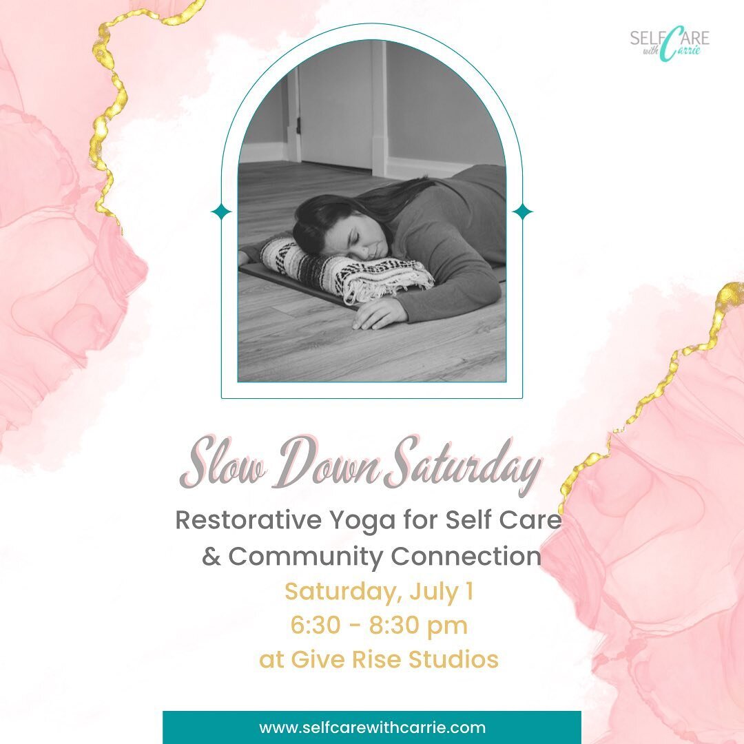 📣 📣 Saturday July 1 at 6:30pm 📣 📣 

Let&rsquo;s slow down together - resting and connecting! 💕 

Join me at @giverisestudio This is a great event to come to with your bestie, your significant other, or come alone and make a new friend! 👯&zwj;♀️
