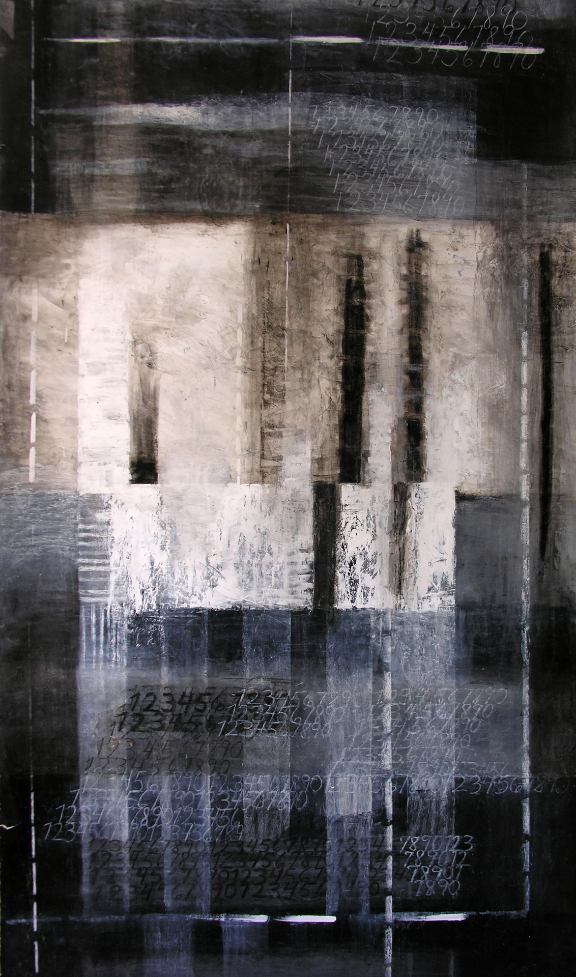 "Ocean Stories Series: DNA", Acrylic, Charcoal, Chalk, 50"W x 144"H