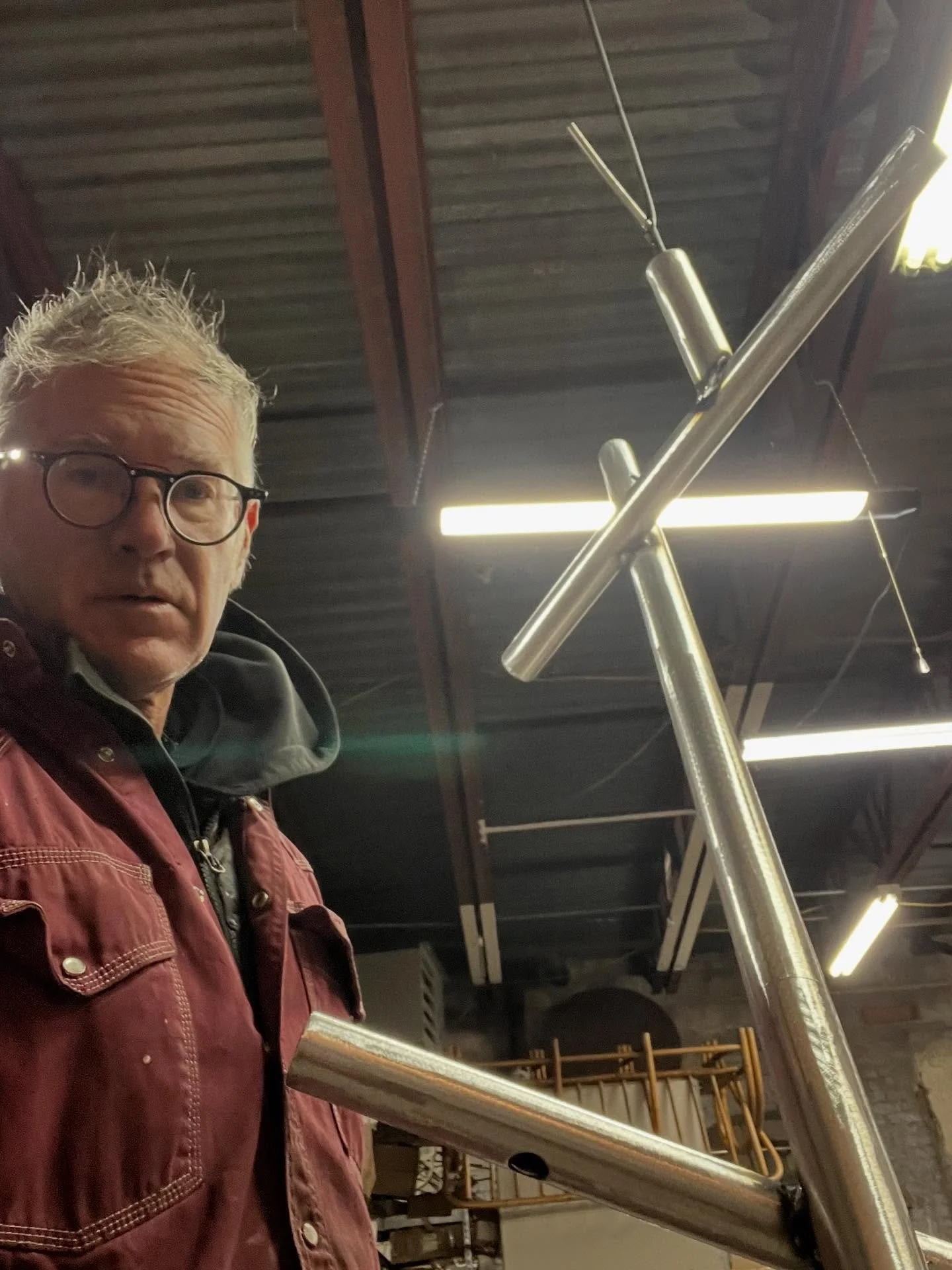 Working on a 9&rsquo; tall PickupSticks chandelier. 

#workbig #largechandelier #sculpturallighting #led #custom #customlightingdesign #cplighting #christopherpoehlmann #studiofurniture