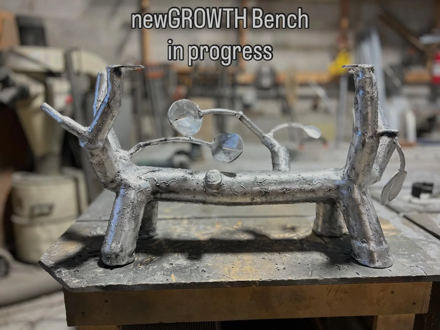 #wip work in progress. newGROWTH Bench base almost finished.  Weld textured aluminum will have a dark graphite finish soon. The bench will be topped with an upholstered seat furnished by the designer in the project @lisa_kanning_interior_design  Head