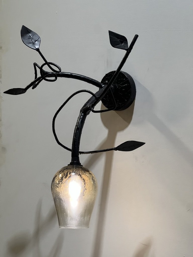 newGROWTH Sconce with leaves and LiquorLamp shade