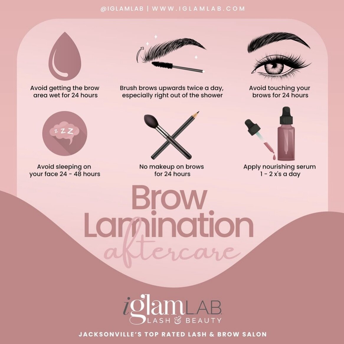 BROW TIP TUESDAY! 👆👆If you&rsquo;re considering trying our Brow Lamination service or you&rsquo;ve already experienced a lamination; here are a few tips to ensure the best, lasting results! 
.
Have questions? Comment below or give us a call at 904-