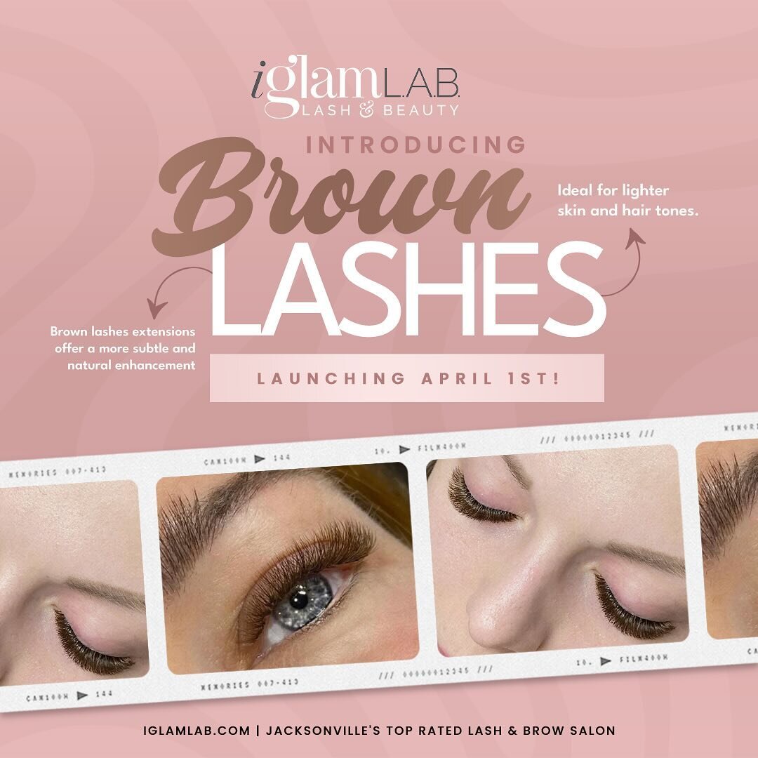 Happy Friday iGlam Girls!!! We&rsquo;re SUPER EXCITED to share that our BROWN LASHES will be available to book Monday April 1st!! 🙌 Brown lash extensions can be a fantastic alternative for lighter skin/ hair tones that prefer a more soft, subtle loo