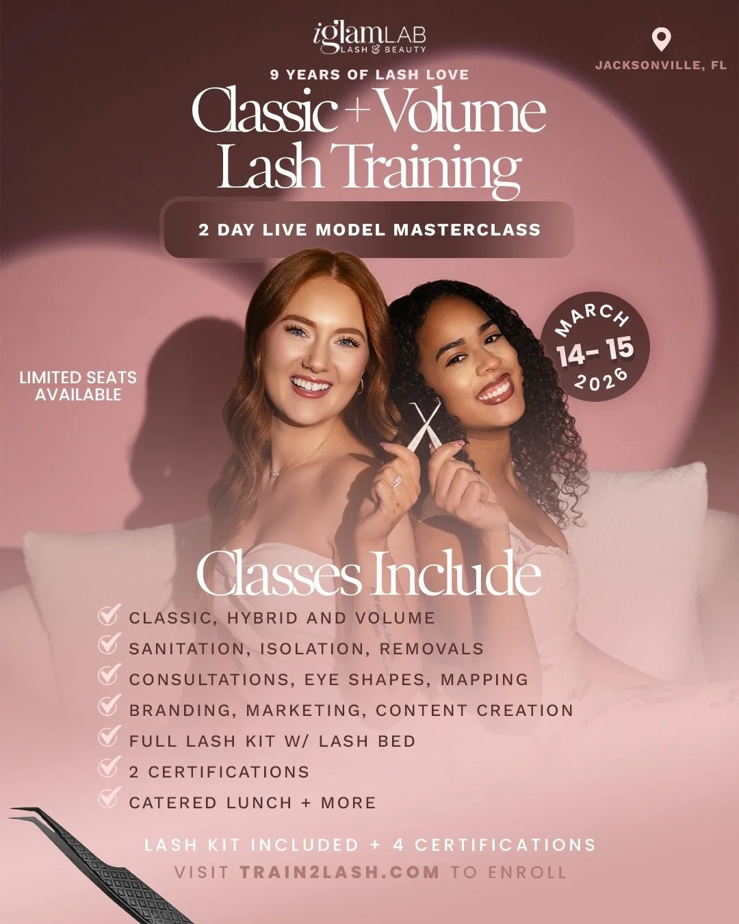 This is our 9th anniversary gift to every woman who&rsquo;s been wanting to learn lashes. 🎉

For the first time ever, we&rsquo;re pouring everything we&rsquo;ve built at iGlam into a 2-Day Classic + Volume Lash Training Masterclass, designed to laun