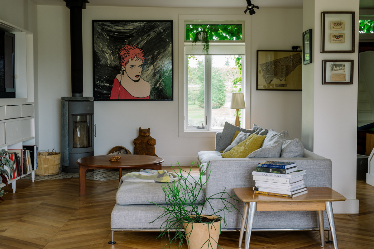 Living Room with wood burning fireplace