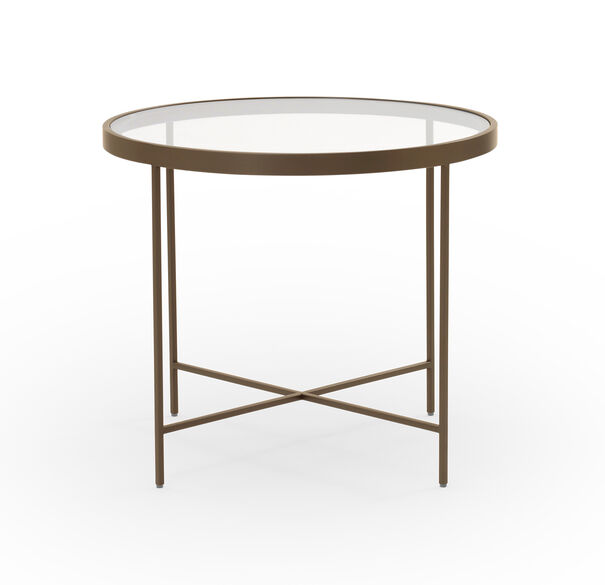 Vienna Round Side Table With Glass Top, Round Side Table With Glass Top