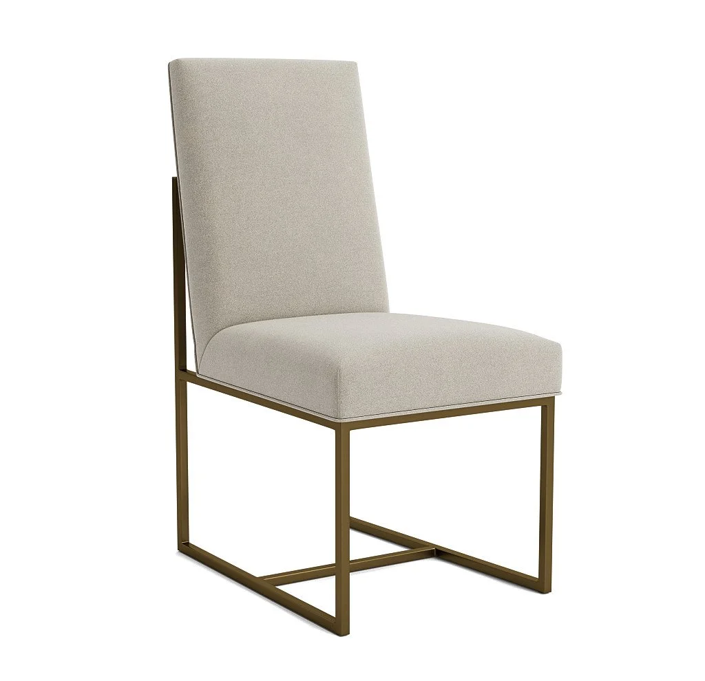 Gage Low Dining Side Chair, Brushed Brass