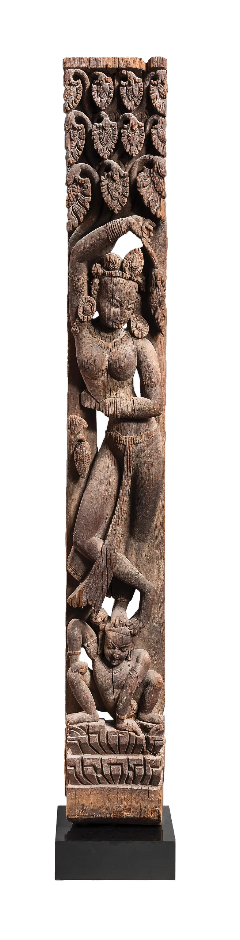 Left: Yakshi (Celestial Nymph/Devi), Nepal, 10-11th Century, wood
