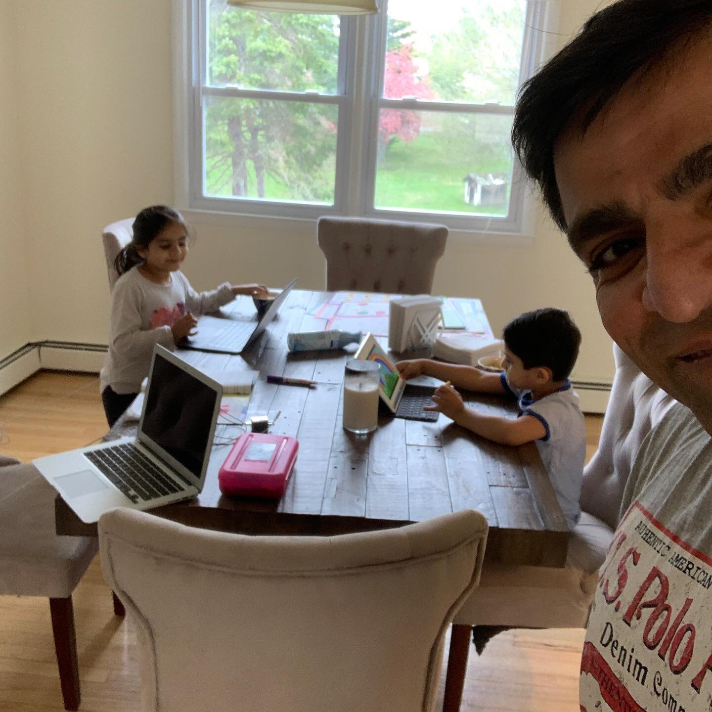 My co-working space with my two amazing kids. We learn and grow together. Krupa has her zoom calls and play dates. They join my zoom calls regularly. He loves listening and asking questions. These moments will be cherished for long. #sweetmoments #jo