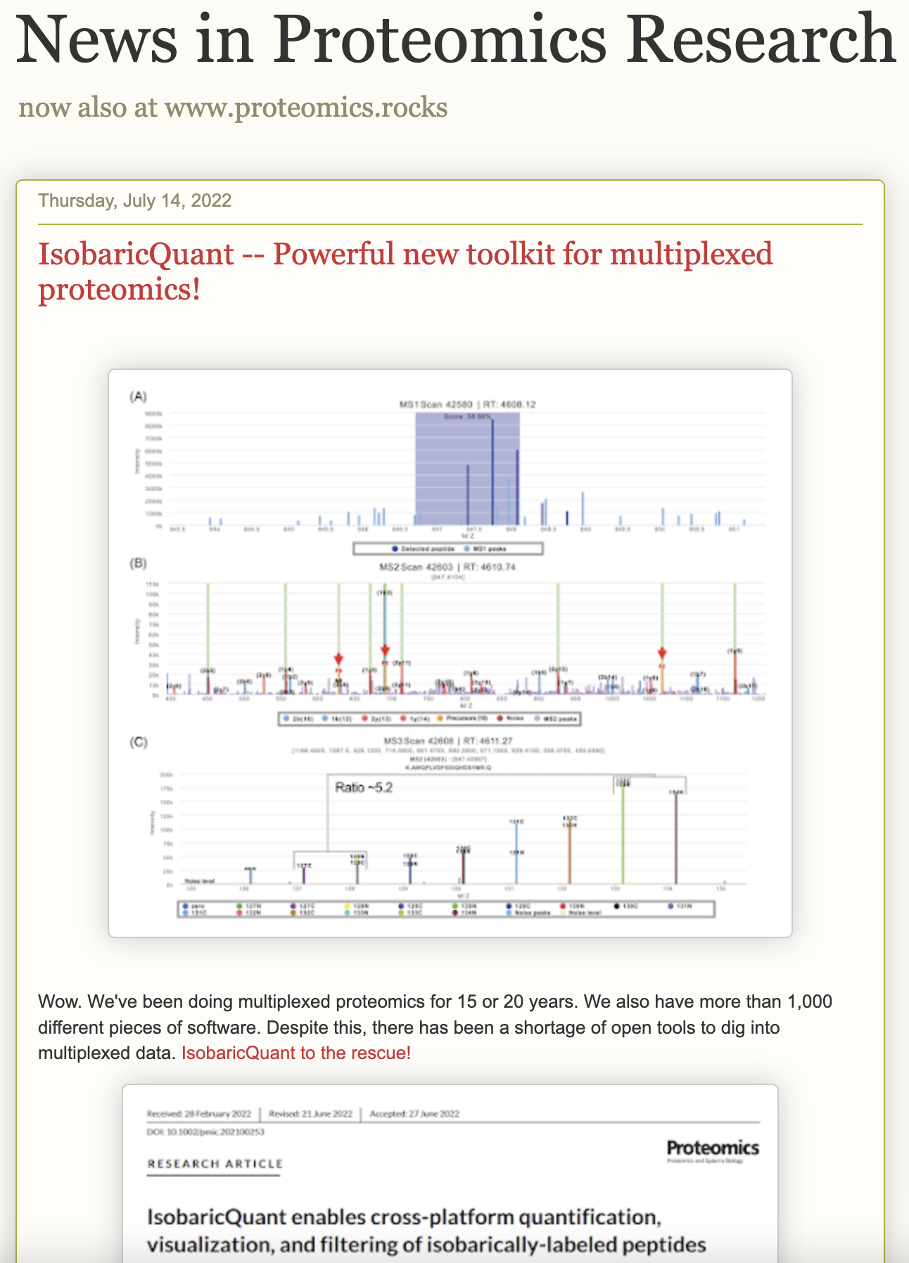 "IsobaricQuant-- Powerful new toolkit for multiplexed proteomics!" 