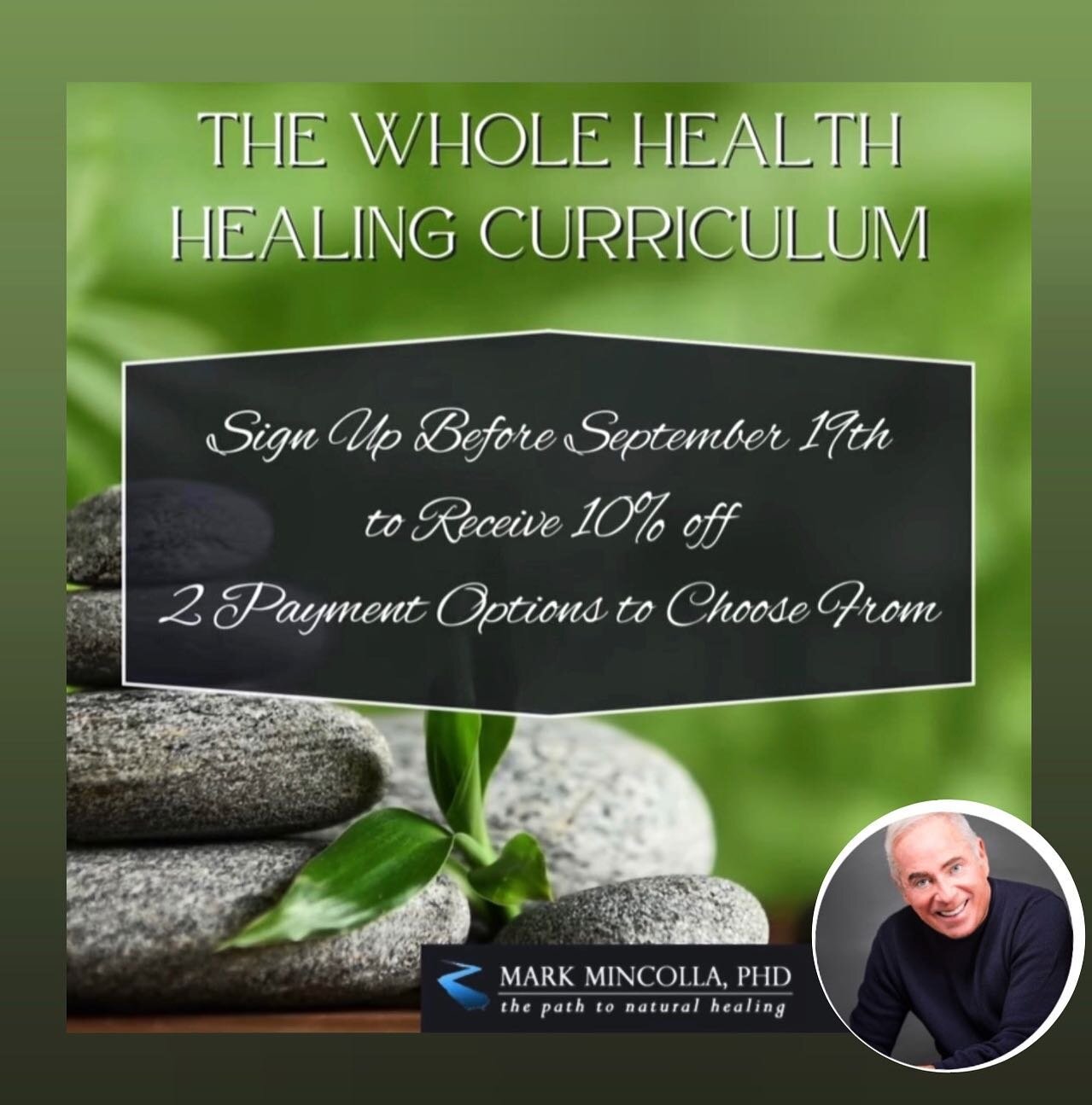 @markmincolla complete Whole Health Healing System Course ! The semester will start Monday, September 26th and end Monday, November 14th. Classes will start at 11 am EST each Monday and are 90 minutes long in Zoom format. Sign up now ! Only 25 studen