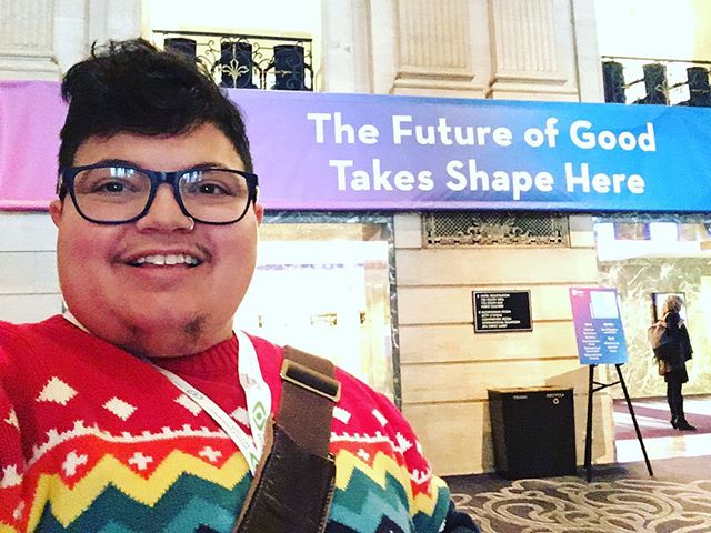Sporting my gayest winter sweater at @weareupswell Chicago! It&rsquo;s cold outside, but the vibes in here are all about innovation, equity and justice, and creating meaningful change in individuals and communities! Grateful to be here! Thank you @bu