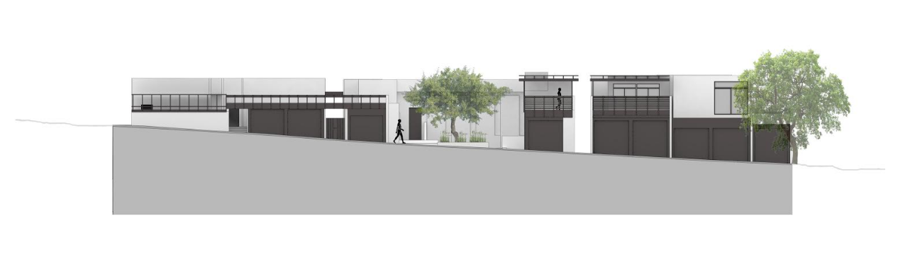 Architects’ rendering of the three Manola Court buildings with Edgecliffe Drive frontage.