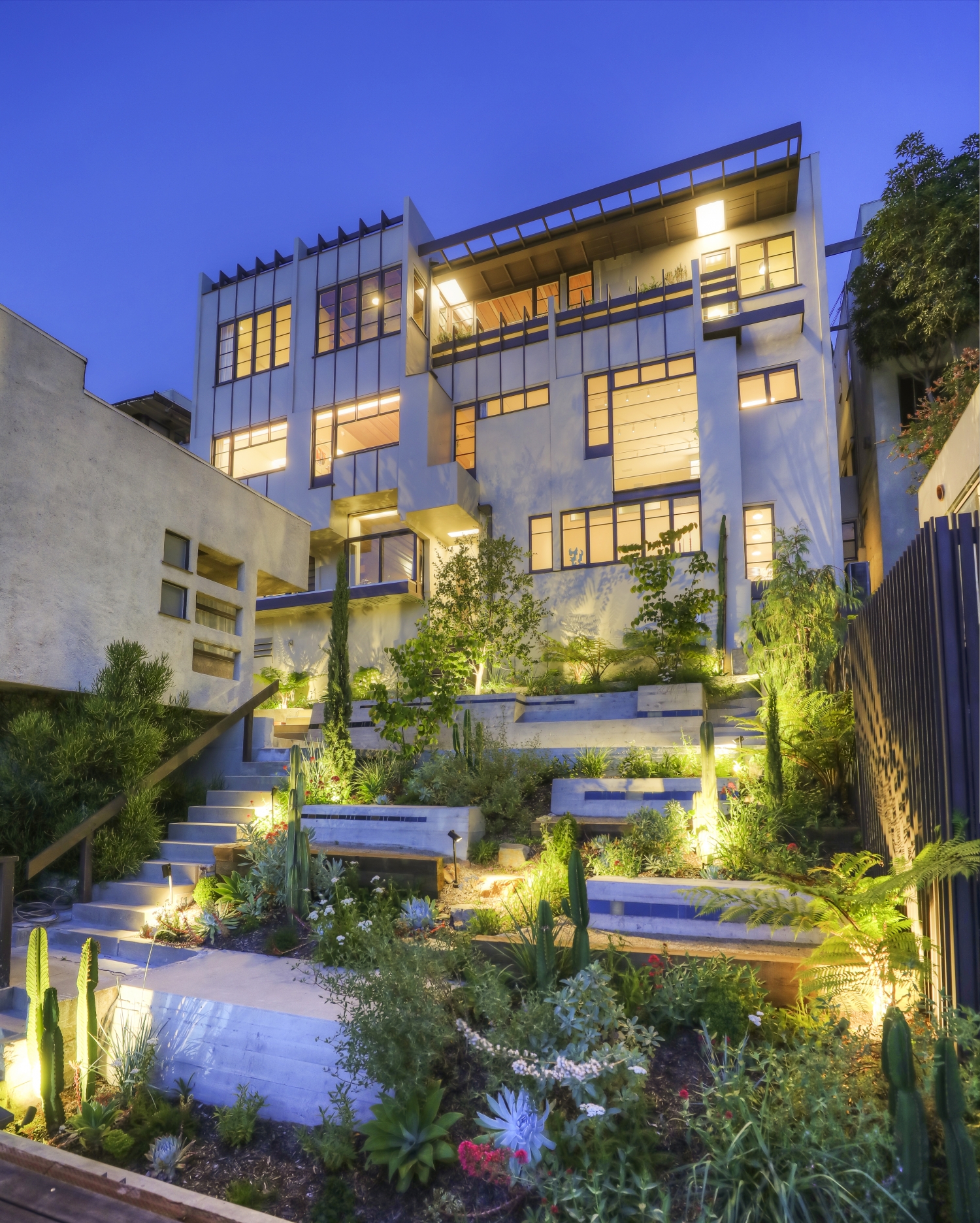 Overview of the Penthouse, Music Room, Maid's Room, and central courtyard at Manola Court.