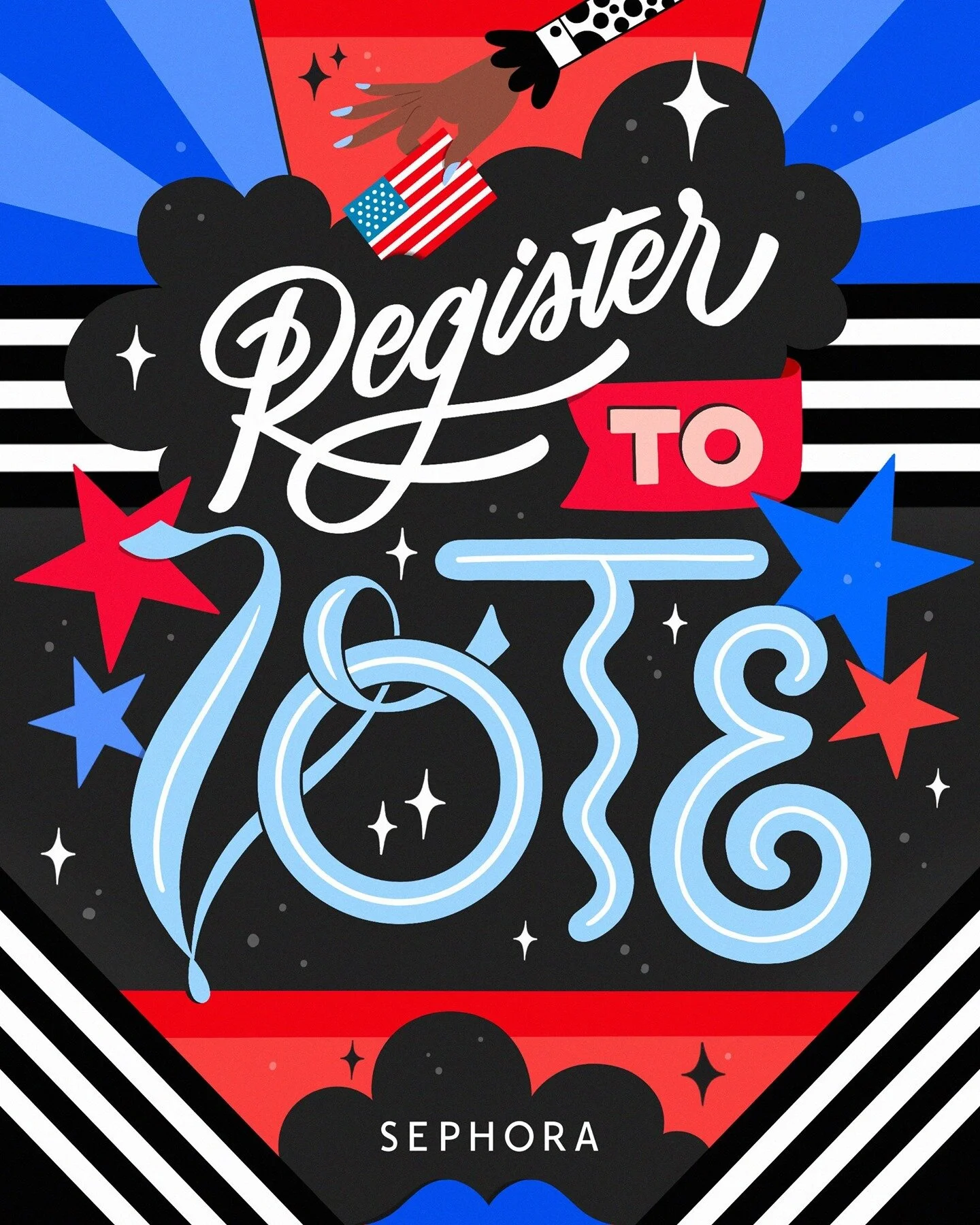 Register to vote today and make your voice heard in the 2020 US general election! 🇺🇸 Head to vote.org to make sure you&rsquo;re registered, and tag a friend below to make a plan to vote on or before November 3 👇🏿👇🏻👇🏽 Illustration by @melcerri.